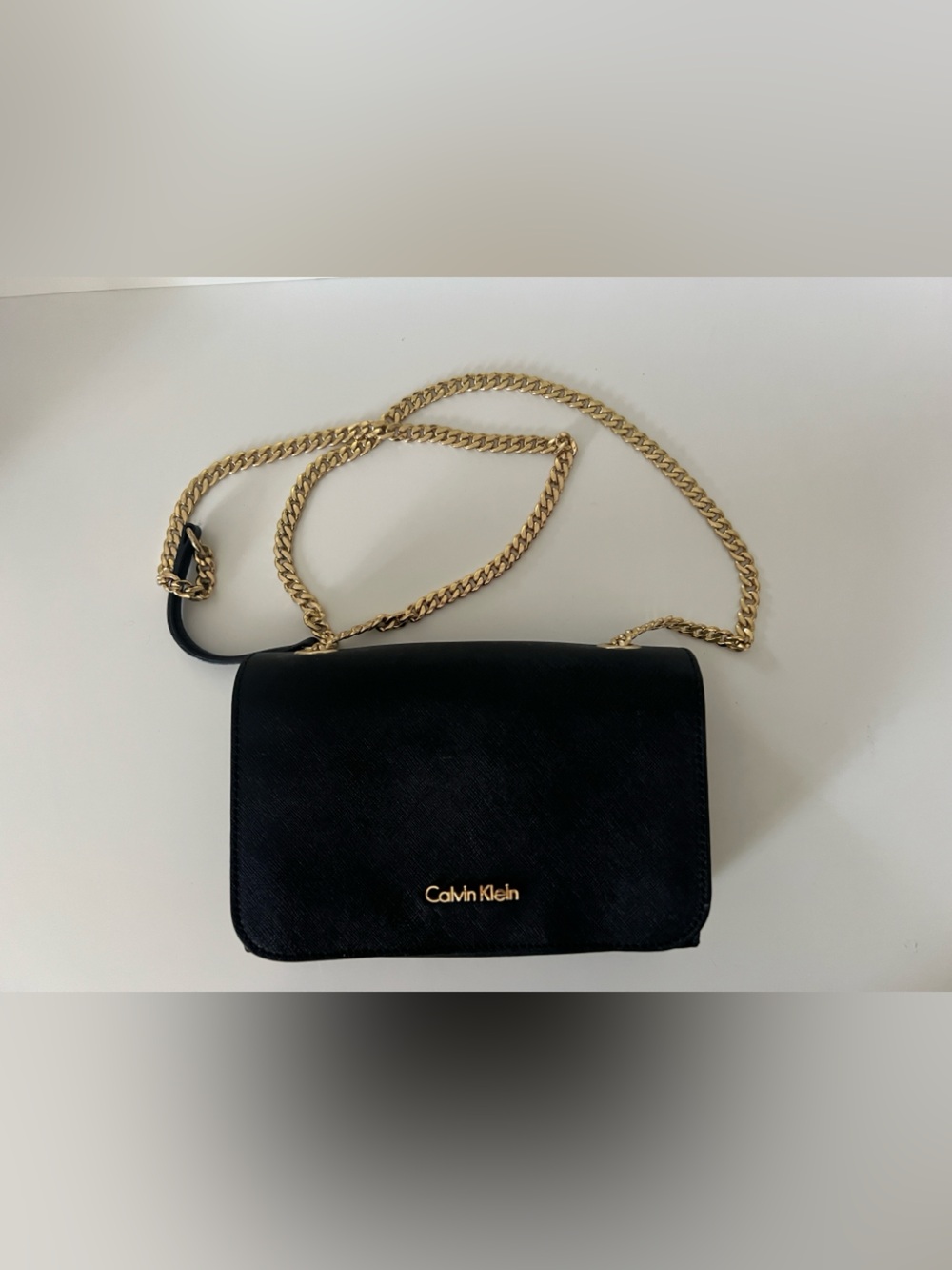 Calvin Klein Black Crossbody purse with Gold Chain